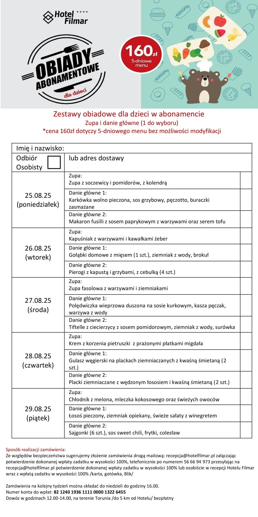 obiady abonamentowe dziecko