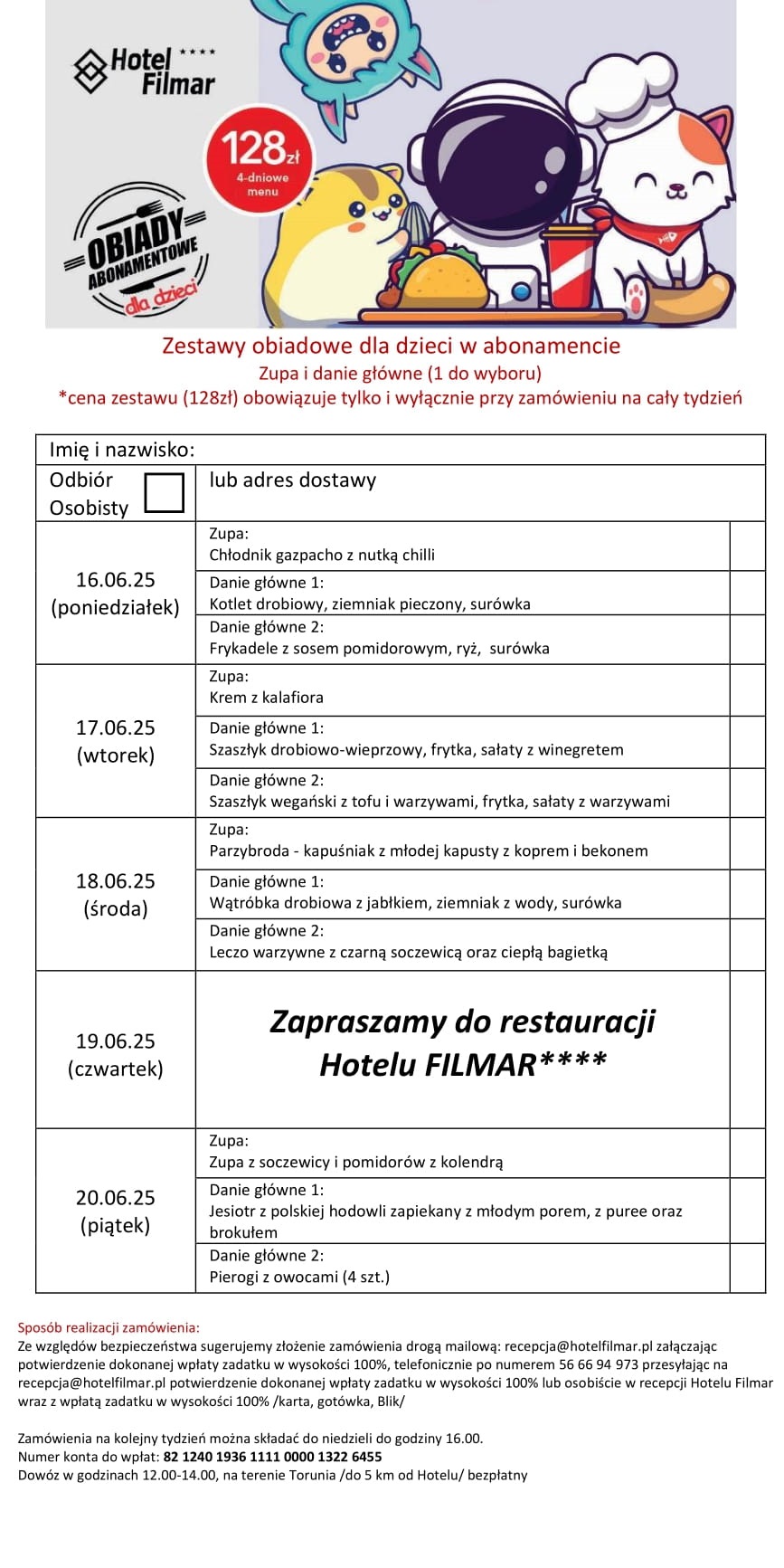 Obiady abonamentowe dla dzieci